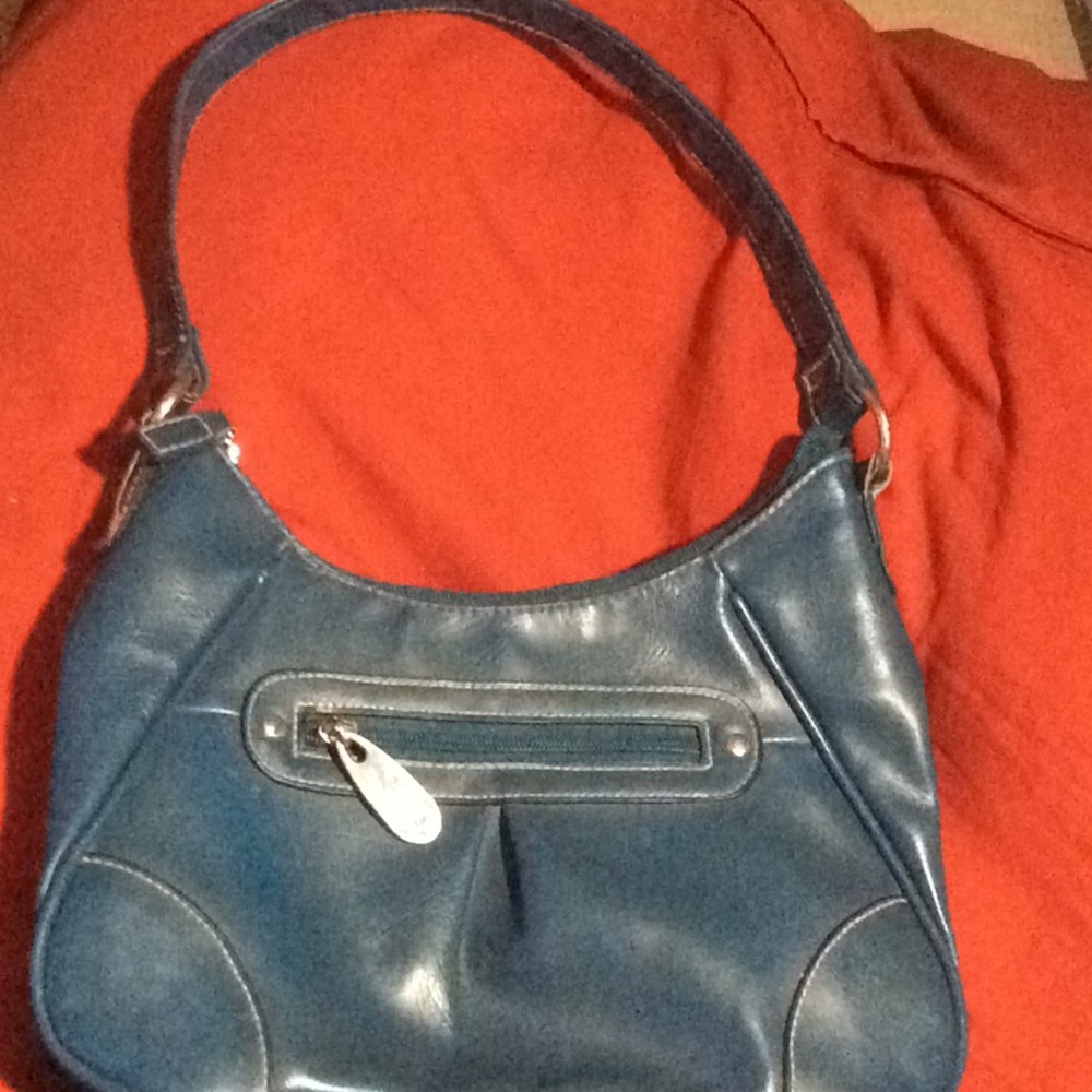 Blue leather purse